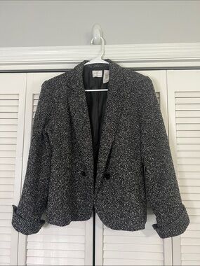 Emma James Black & White Textured Tweed Blazer